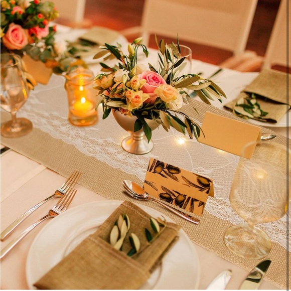 Rustic Lace Farmhouse Jute 9ft Table Runner Wedding Decor w Fairy Light💡Table - Picture 6 of 9